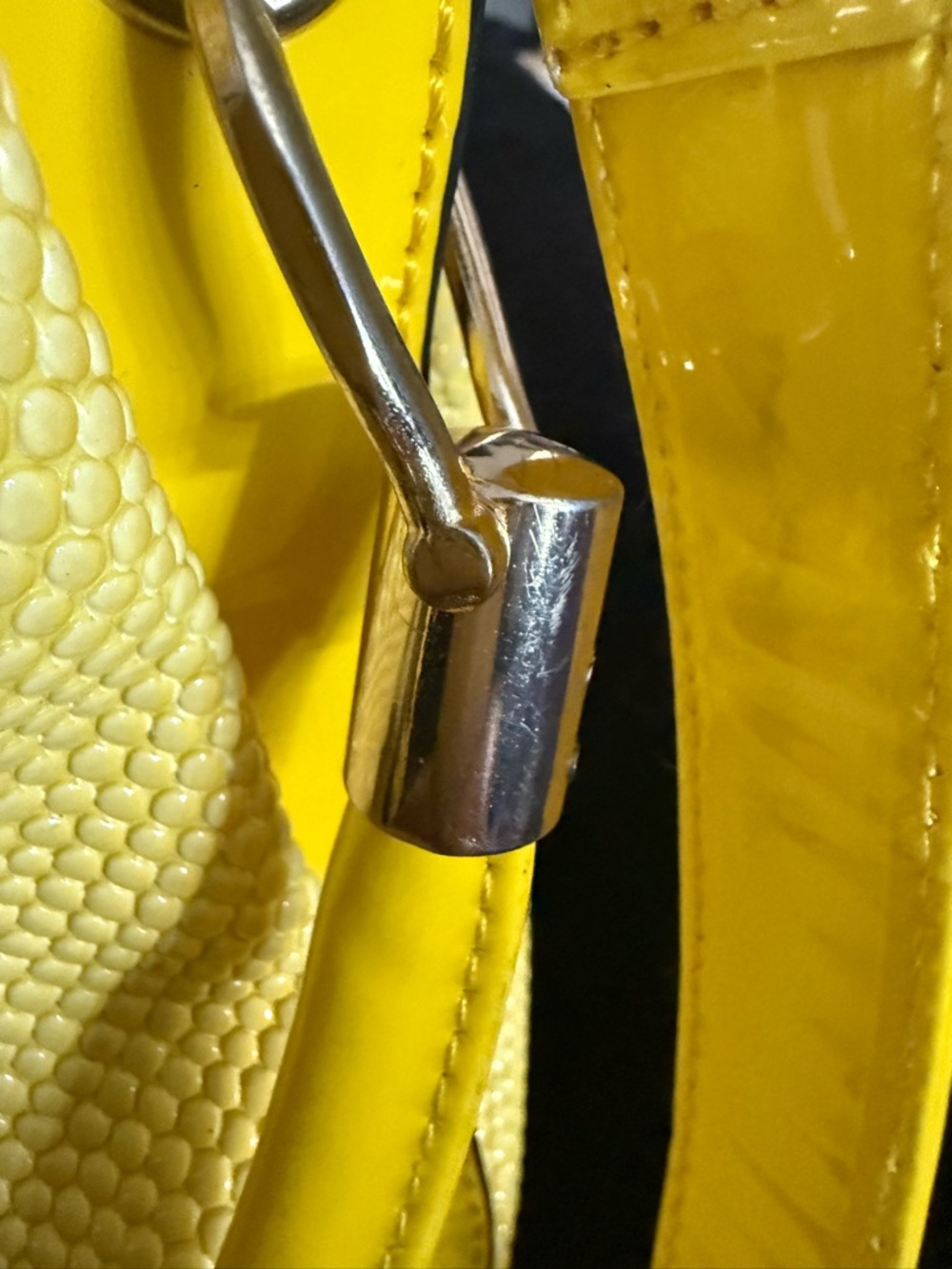 Haiying Snider Bright Yellow Snake Embossed Faux Leather Satchel Shoulder Bag - Picture 8 of 14